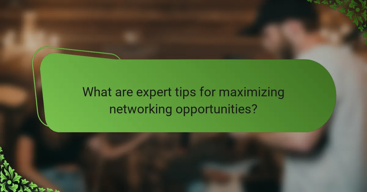What are expert tips for maximizing networking opportunities?