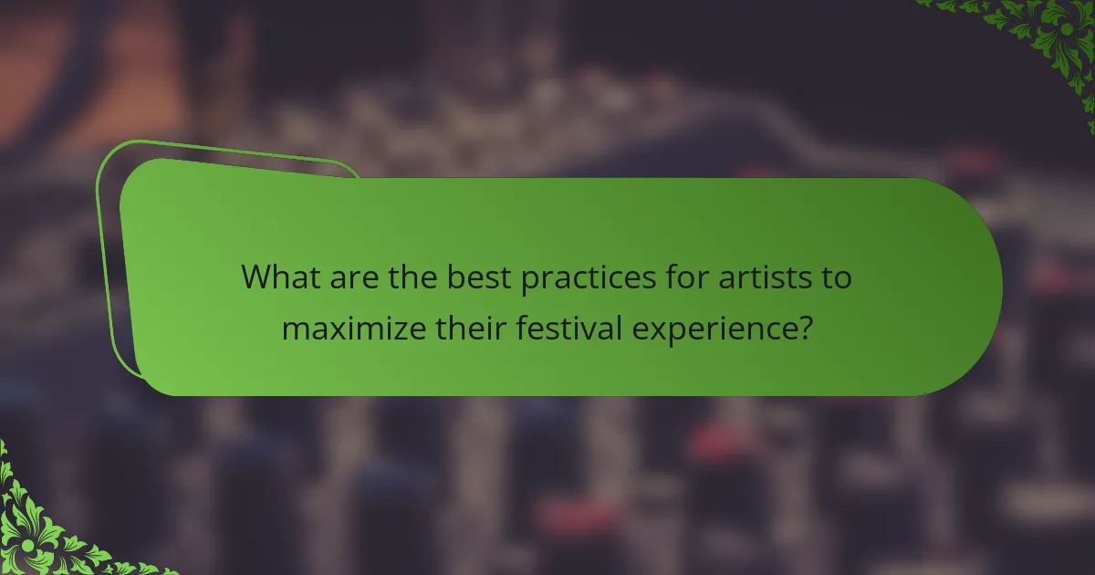 What are the best practices for artists to maximize their festival experience?