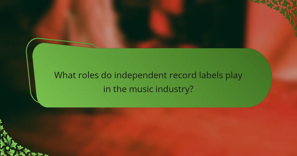What roles do independent record labels play in the music industry?